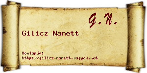 Gilicz Nanett névjegykártya